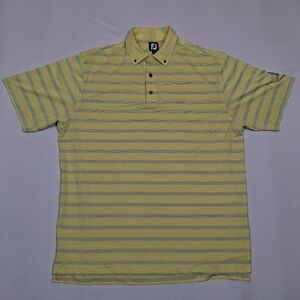 Footjoy Button Down Polo Mens XL Canterwood Golf Country Club Yellow/Grey/White